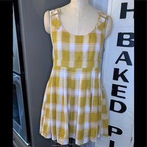 NEW Love Riche Mustard Yellow Plaid Jumper Dress